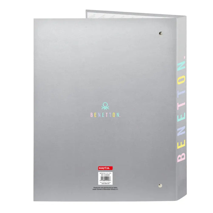 Папка с пръстени Benetton Silver Сребрист A4 26.5 x 33 x 4