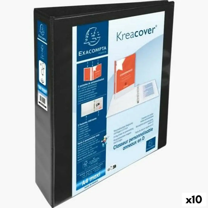 Папка с пръстени Exacompta Kreacover Черен A4+ Приспособима