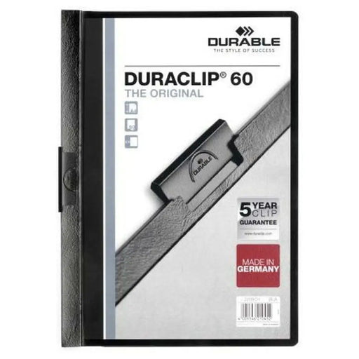 Папка за Документи Durable Duraclip 60 Черен Прозрачен A4