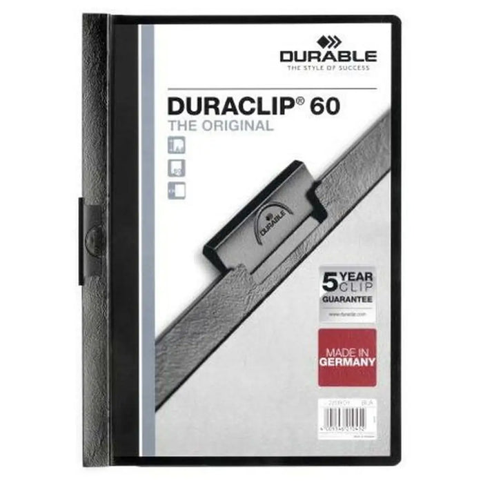 Папка за Документи Durable Duraclip 60 Черен Прозрачен A4