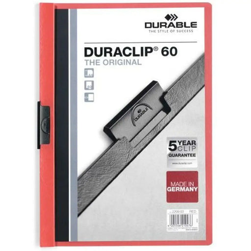 Папка за Документи Durable Duraclip 60 Червен Прозрачен A4