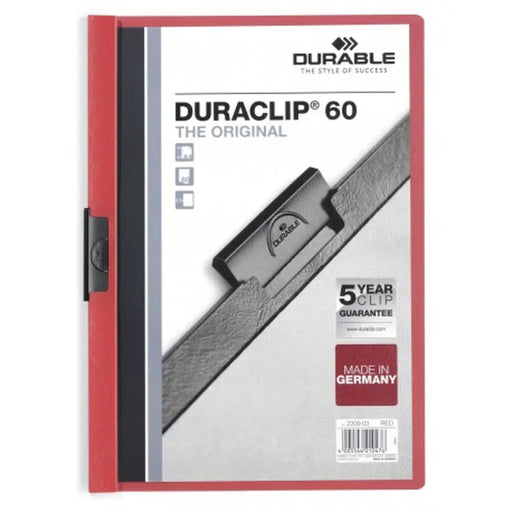 Папка за Документи Durable Duraclip 60 Червен Прозрачен A4