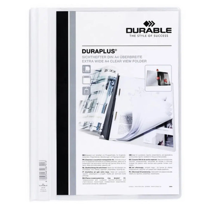 Папка за документи Durable Duraplus Бял Прозрачен A4 25