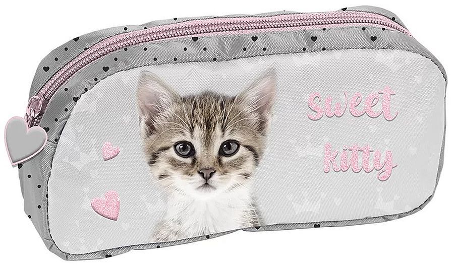 Овален ученически несесер Paso Cat - Sweet Kitty, 1 цип