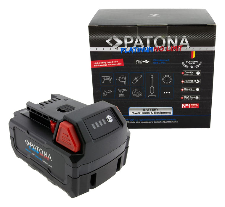PATONA Platinum 18V батерия за Milwaukee M18 с USB-C порт PD45W Черен