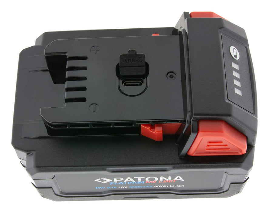 PATONA Platinum 18V батерия за Milwaukee M18 с USB-C порт PD45W Черен