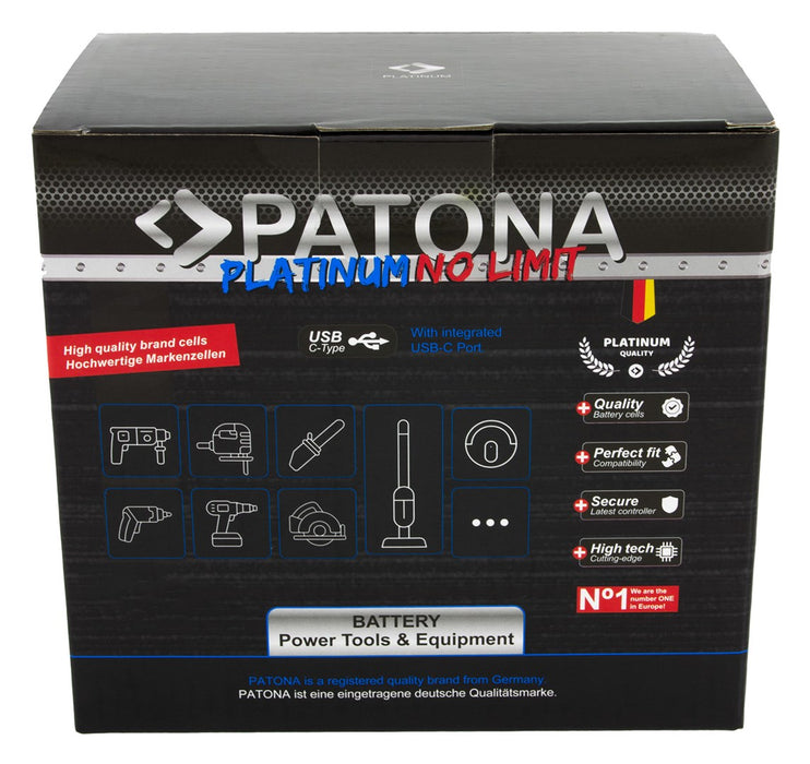 PATONA Platinum 18V батерия за Milwaukee M18 с USB-C порт PD45W Черен