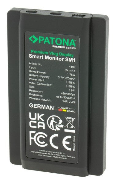 PATONA 4199 монитор с камера 10,1 см (3,97") Черен 480 x 800 пиксела Сензорен екран