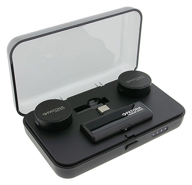 PATONA Premium Professional Lavalier Microphone Set PTS-I91S с кутия за зареждане