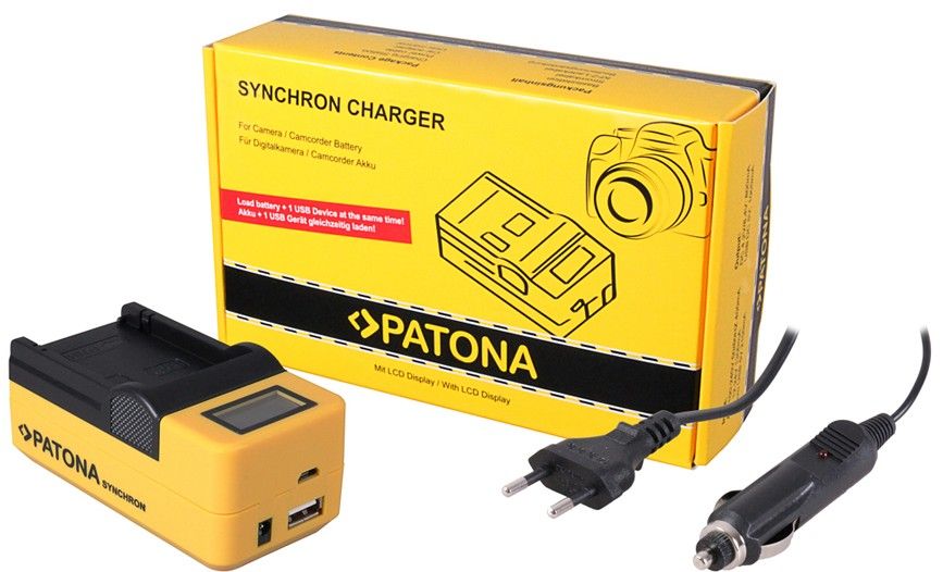 Зарядно Patona - Synchron, Sony NP-FM50/VW-VBD1/BN-V607U, жълто