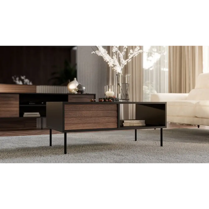 Пейка/Маса Cama CORTINA 100x55x45 черна/орех