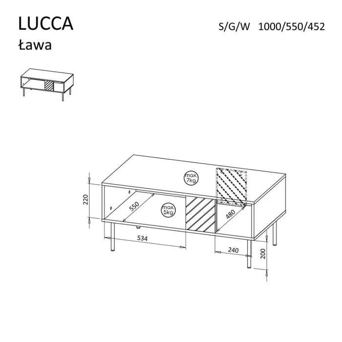 Пейка/маса Cama LUCCA 100x55x46 бяла