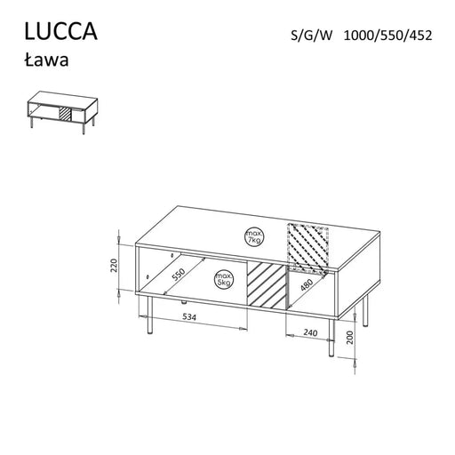Пейка/маса Cama LUCCA 100x55x46 черна