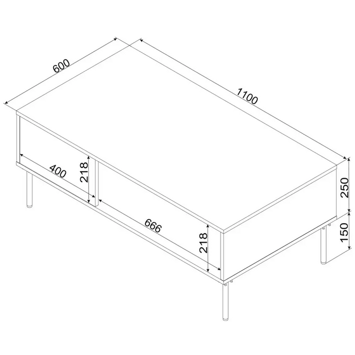 Пейка/маса Cama TRESSE 110x60x40 зелен мат