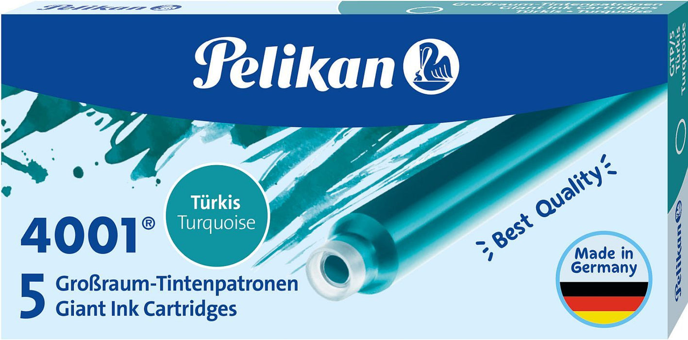 Патрончета Pelikan - Дълги, 5 броя, тюркоаз