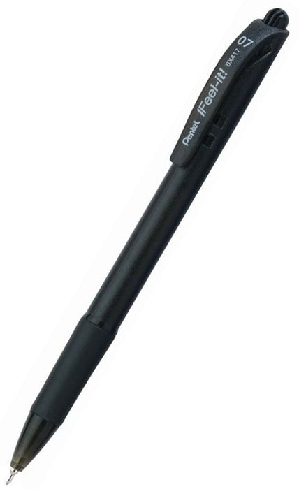 Автоматична химикалка Pentel BX417 - Feel It, 0.7 mm, черна