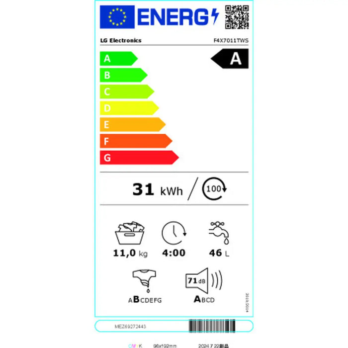 Перална машина LG LG F4X7011TWS 1400 rpm 11 Kg