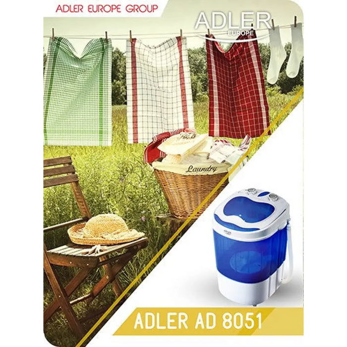 Пералня Adler AD 8051 Горно зареждане 3 кг Син Бял