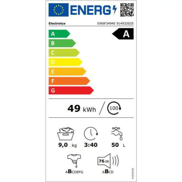 Пералня ELECTROLUX EW6F3494E 9 кг 1400 об/мин.