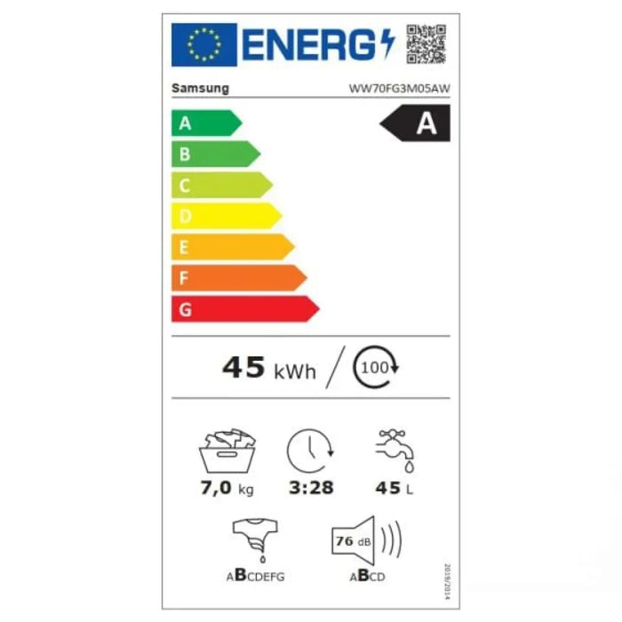 Пералня SAMSUNG WW70FG3M05AWLF 7 кг 1400 об/мин. Hygiene
