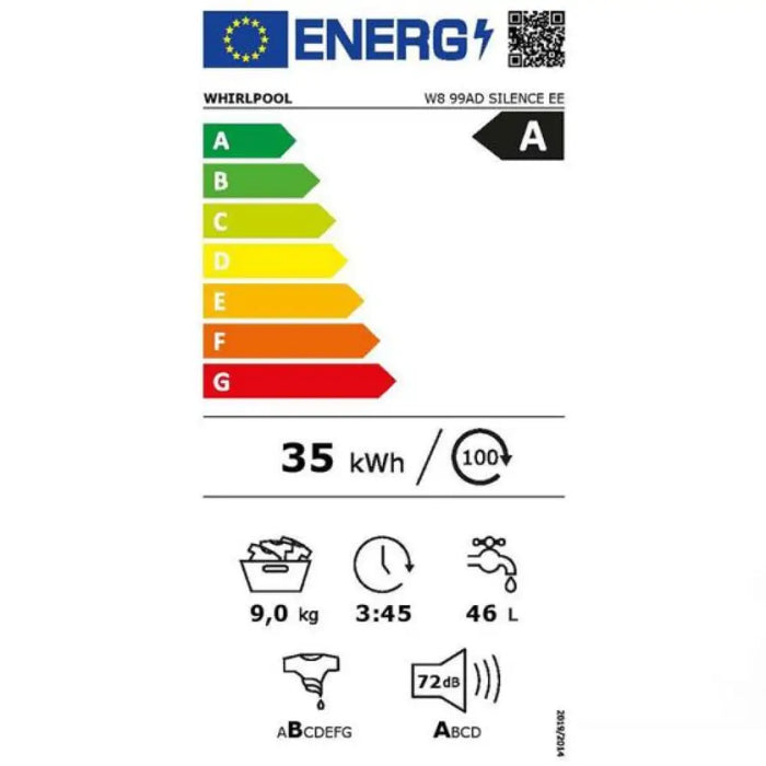 Пералня WHIRLPOOL W8 99AD SILENCE EE 9 кг AutoDose 1400