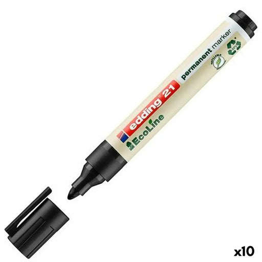 Перманентен флумастер Edding 21 Ecoline Черен (10 броя)