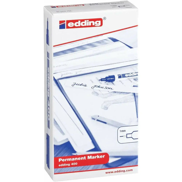 Перманентен флумастер Edding 400-01 Черен 1 mm (10 броя)