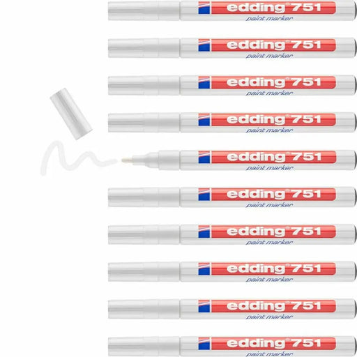 Перманентен флумастер Edding E751 Бял (10 броя)