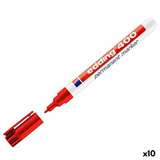 Перманентен флумастер Edding 400-02 Червен (10 броя)