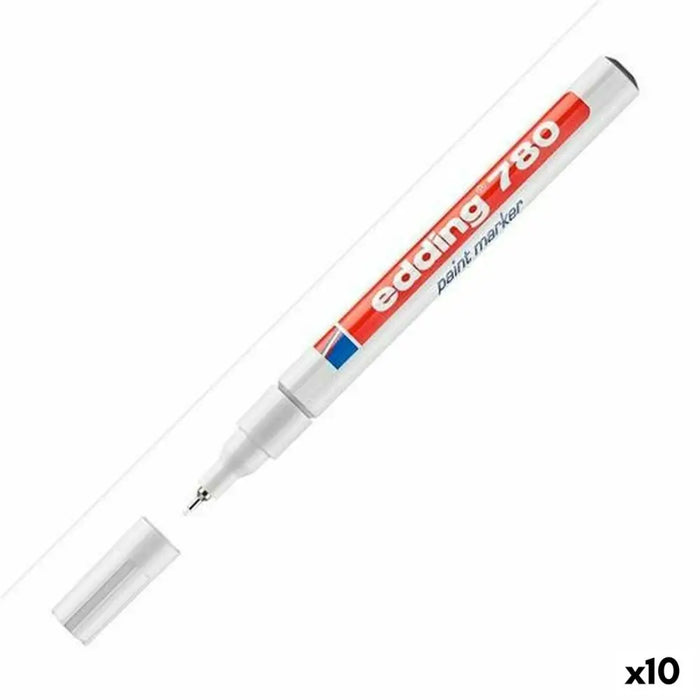 Перманентен флумастер Edding 780 Бял 10 броя
