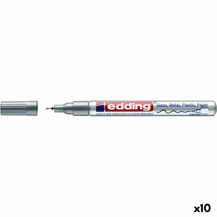 Перманентен флумастер Edding 780 Сребрист (10 броя)