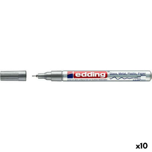 Перманентен флумастер Edding 780 Сребрист (10 броя)