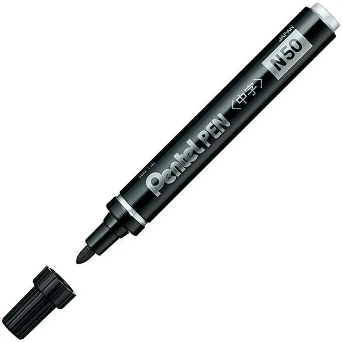 Перманентен флумастер Pentel N50-BE Черен 12 Части