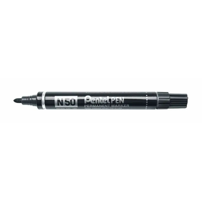 Перманентен флумастер Pentel N50-BE Черен 12 Части