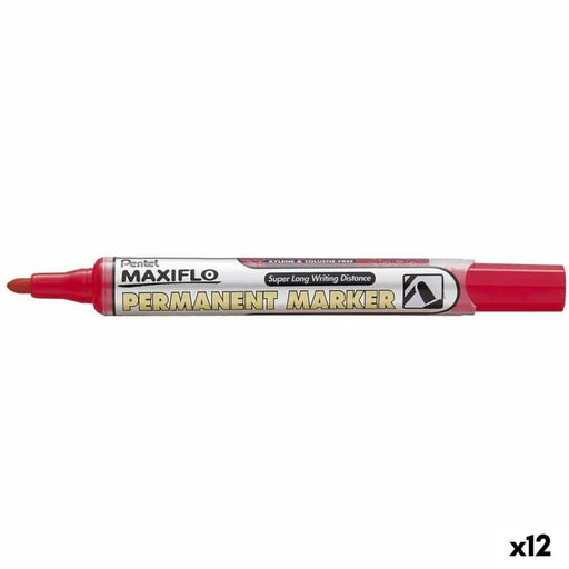 Перманентен флумастер Pentel NLF50 Червен 12 Части (12 броя)