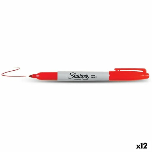 Перманентен флумастер Sharpie Fine Point Червен (12 броя)