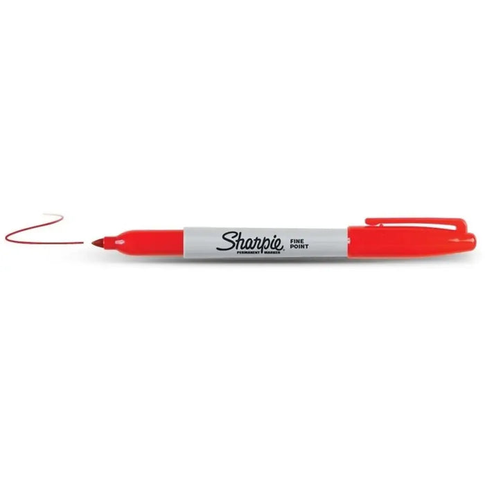 Перманентен флумастер Sharpie Fine Point Червен (12 броя)
