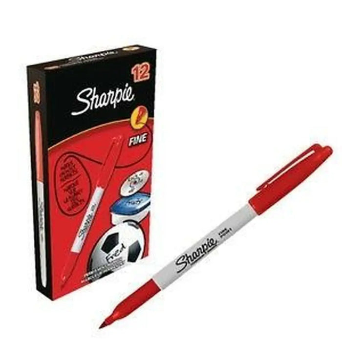 Перманентен флумастер Sharpie Fine Point Червен (12 броя)