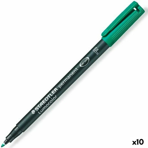 Перманентен флумастер Staedtler Lumocolor 318 F Зелен (10