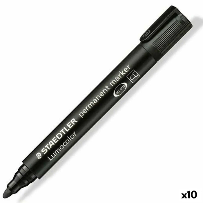 Перманентен флумастер Staedtler Lumocolor 352-9 Черен (10