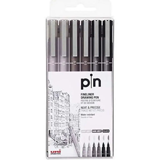 Перманентен флумастер Uni-Ball PIN-200(S) Черен Сив