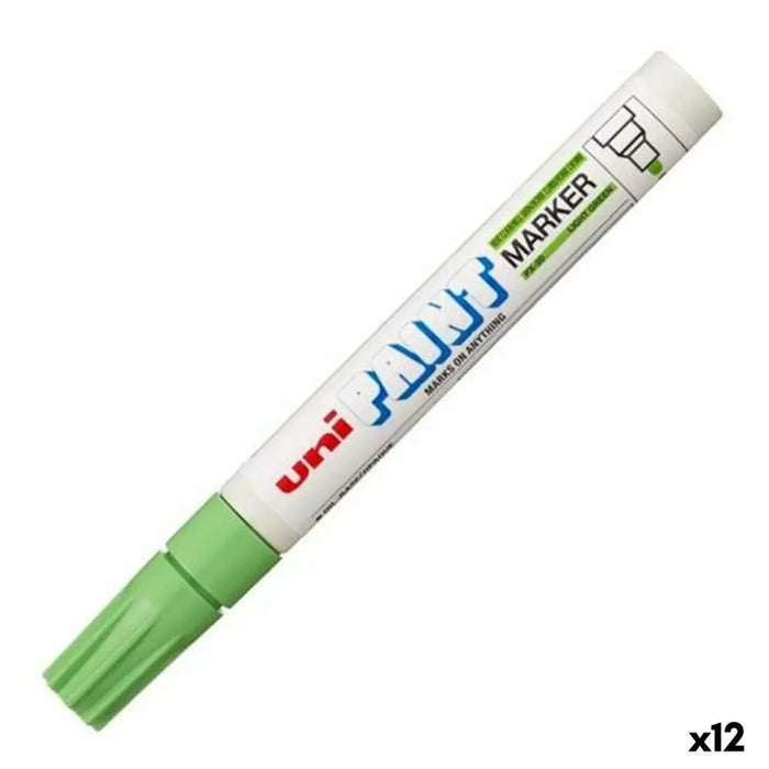 Перманентен флумастер Uni-Ball PX-20 Светло Зелено (12 броя)