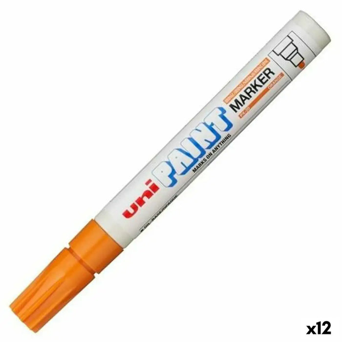 Перманентен флумастер Uni-Ball PX-20 Оранжев (12 броя)