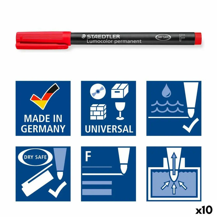 Перманентен флумастер Staedtler 318-4 Оранжев 0,6 mm 10