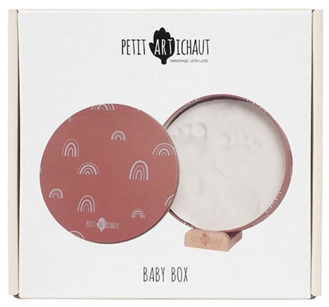 Кръгла метална кутия за бебешки отпечатък със стойка Petit Artichaut - Rainbow Terracotta