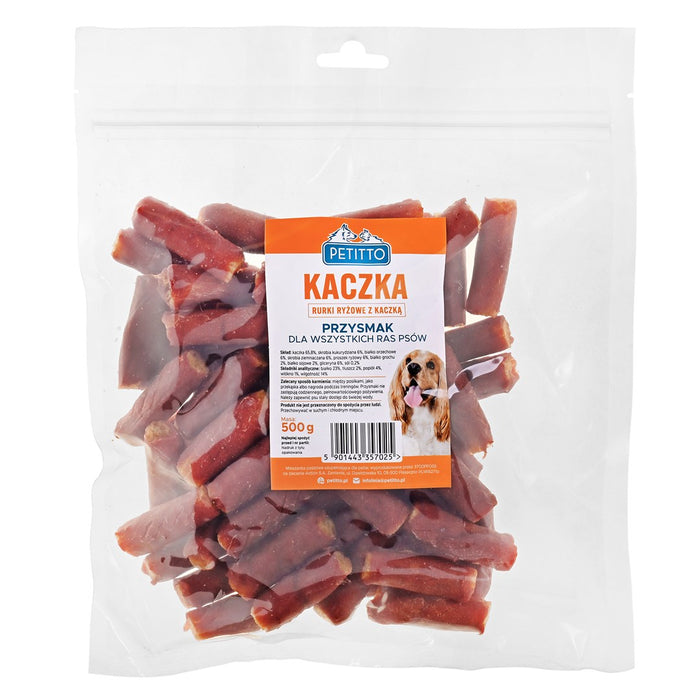 PETITTO Оризови пръчици с патешко - лакомство за кучета - 500 г