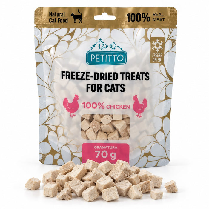 PETITTO Лиофилизирани пилешки лакомства Mono - котешки лакомства - 70 г