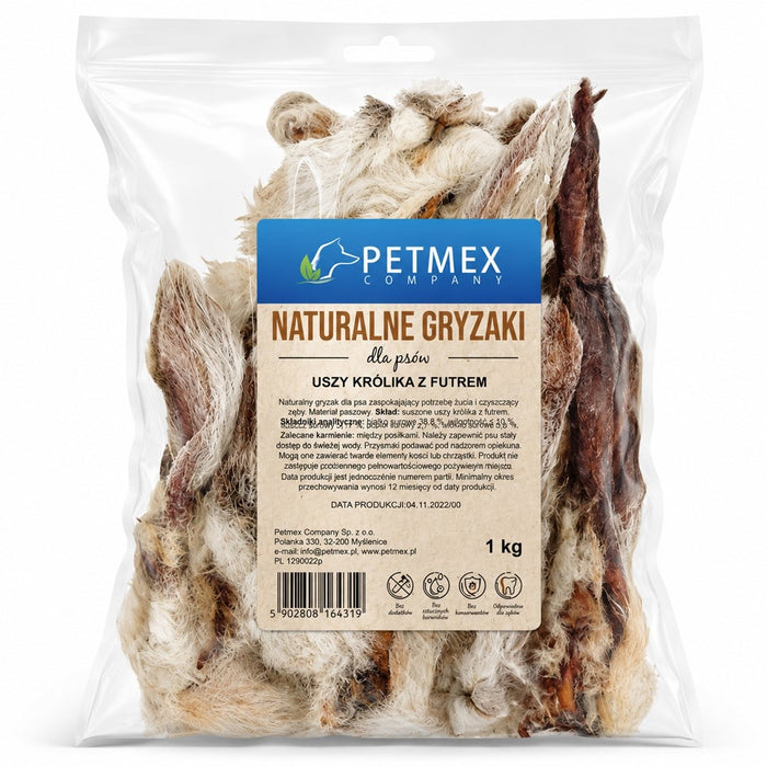 PETMEX Uszy Królika z futrem 1кг