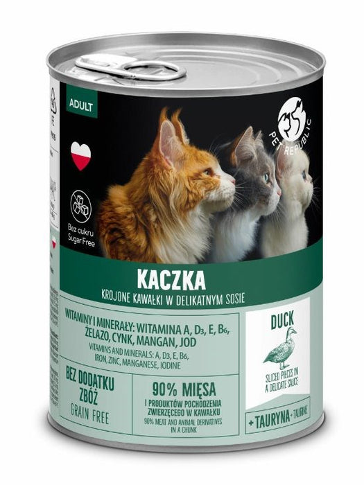 PET REPUBLIC Мокра храна за котки за възрастни с патица - 400 г