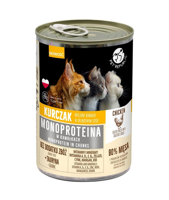 PET REPUBLIC Монопротеинова котешка храна с пиле в сос - 400 г